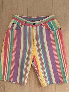 Vintage 1970s/1980s Stuffed Shirt Jeanswear Pastel Striped Shorts